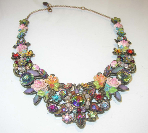 Necklace by jewellery designer Michal Negrin, made of fabric and glass.