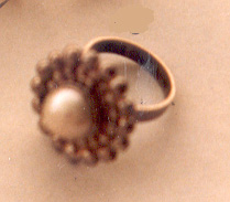 Silver ring with pearl, design C. Klingspor. 